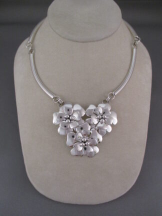 Native American Jewelry - Sterling Silver 'FLOWER' Necklace by Navajo jewelry artist, Artie Yellowhorse