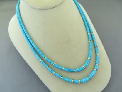 Sleeping Beauty Turquoise & 14kt Gold Necklace (Double-Strand)