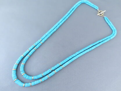 Sleeping Beauty Turquoise & 14kt Gold Necklace (Double-Strand)