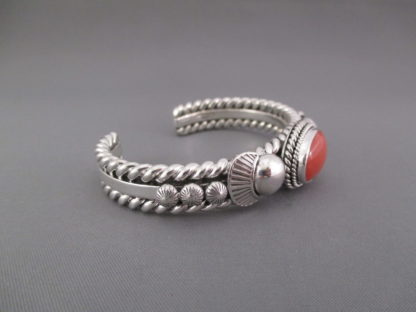 Coral & Sterling Silver Cuff Bracelet by Artie Yellowhorse