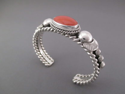 Coral & Sterling Silver Cuff Bracelet by Artie Yellowhorse