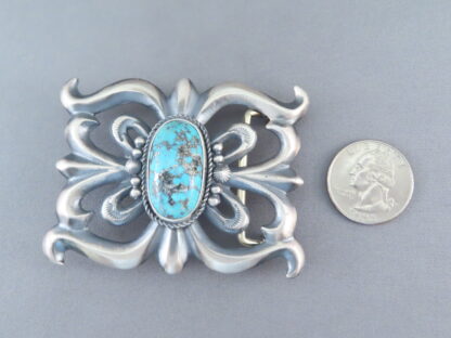 Sandcast Belt Buckle with Kingman Turquoise