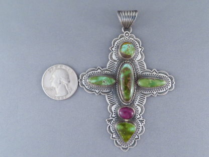 Pilot Mountain Turquoise & Sugilite Cross Pendant