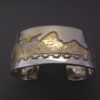 Teton Bracelet – Cuff Bracelet with 14kt Gold Tetons, Bison, and Eagle