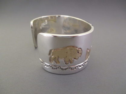 Teton Bracelet – Cuff Bracelet with 14kt Gold Tetons, Bison, and Eagle