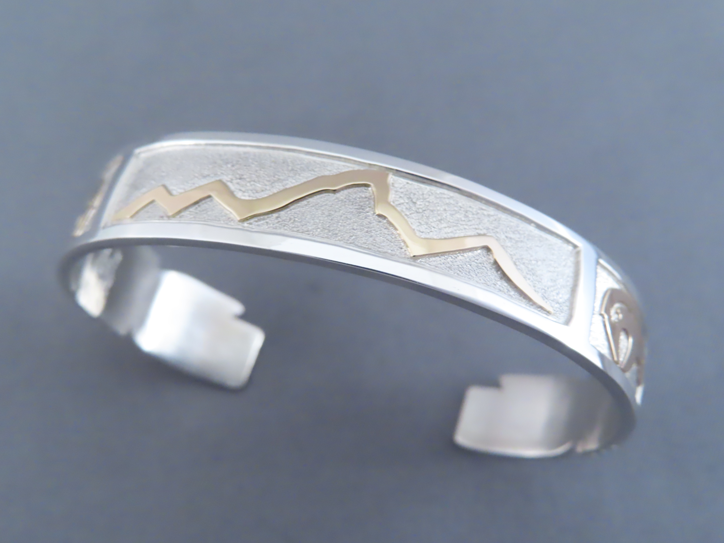 Teton Bracelet – Silver Bracelet with Gold Tetons