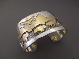 Teton Bracelet - Silver & Gold Teton Bracelet with Roaming Bison