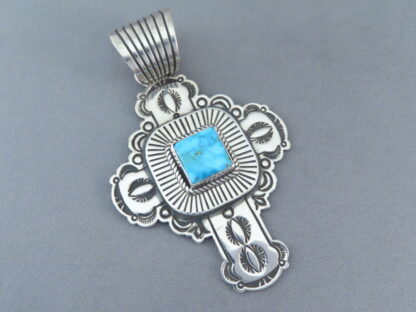 Kingman Turquoise Cross Pendant by Albert Jake