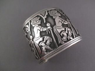Roy Talaheftewa Sterling Silver Overlay Cuff Bracelet