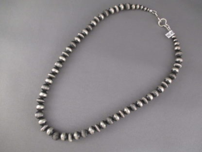Oxidized Sterling Silver Necklace with Multi-Shaped Beads (18″)