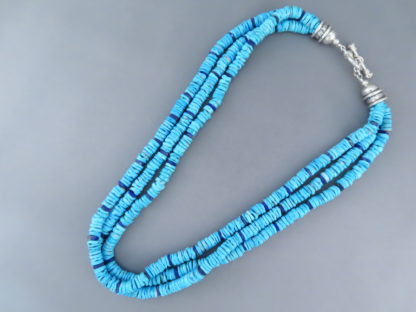 3 Strand Sleeping Beauty Turquoise Necklace with Lapis Accents