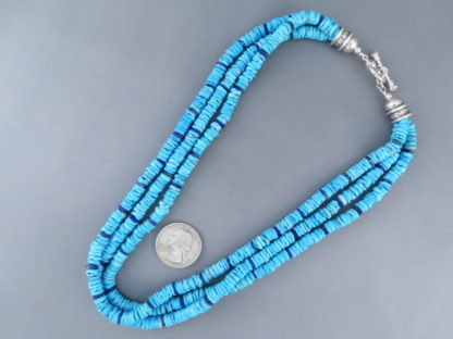3 Strand Sleeping Beauty Turquoise Necklace with Lapis Accents