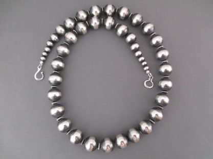 Longer Oxidized Sterling Silver Bead Necklace
