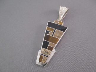 Native American Jewelry - Larger Multi-Stone Inlay Pendant by Navajo jewelry artist, Tim Charlie $360-