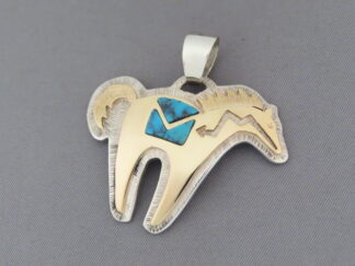 Silver & Gold HORSE Pendant with Turquoise by Native American jewelry artist, Dina Huntinghorse $1,495- FOR SALE