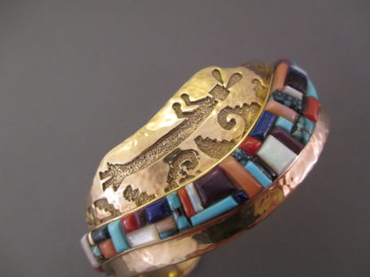 Multi-Stone Inlay Gold Bracelet by Ervin Haskie