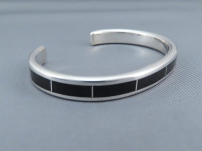 Black Onyx Inlay Cuff Bracelet by Larry Loretto
