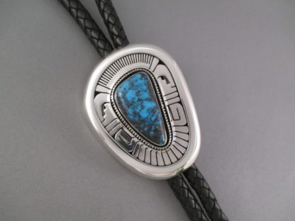 Apache Blue Turquoise Bolo Tie by Leonard Nez