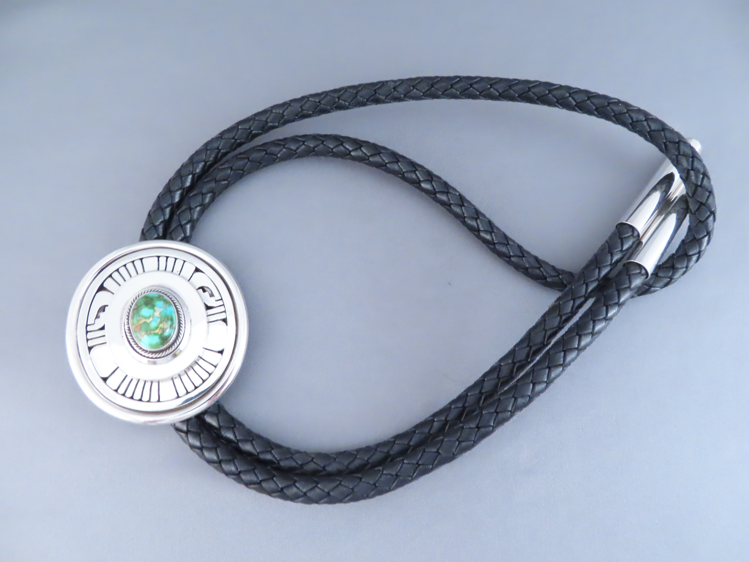 Carico Lake Turquoise Bolo Tie by Leonard Nez