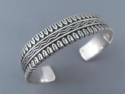 Sterling Silver Navajo Cuff Bracelet by Lyle Secatero