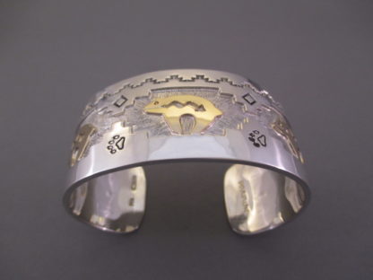 14kt Gold Overlay & Sterling Silver BEAR Cuff Bracelet