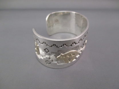 14kt Gold Overlay & Sterling Silver BEAR Cuff Bracelet