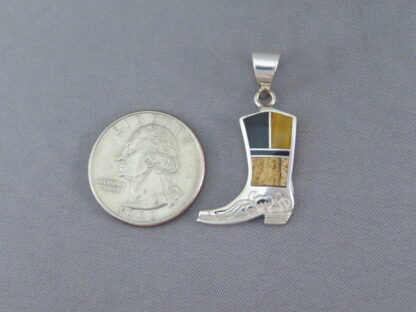 Multi-Stone Inlay ‘Cowboy Boot’ Pendant