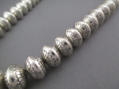 Marie Yazzie Stamped Sterling Silver Bead Necklace