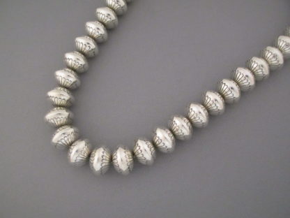 Marie Yazzie Stamped Sterling Silver Bead Necklace