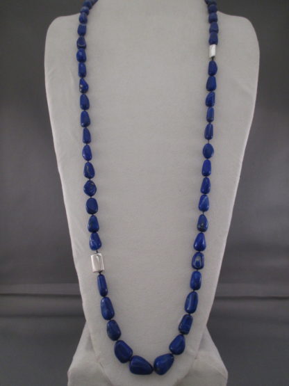 Lapis Necklace with Larger Lapis & Silver Beads