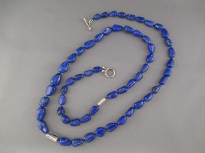 Lapis Necklace with Larger Lapis & Silver Beads