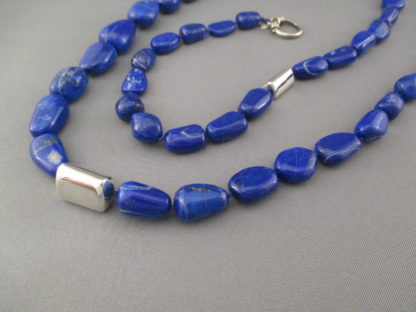 Lapis Necklace with Larger Lapis & Silver Beads