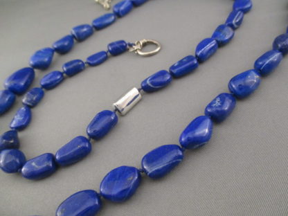 Lapis Necklace with Larger Lapis & Silver Beads