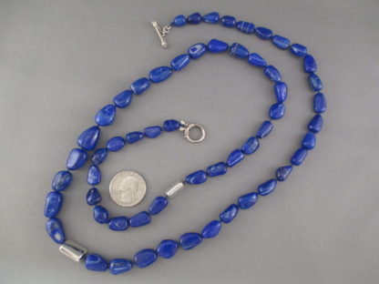 Lapis Necklace with Larger Lapis & Silver Beads