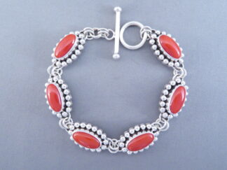 Coral Link Bracelet by Artie Yellowhorse