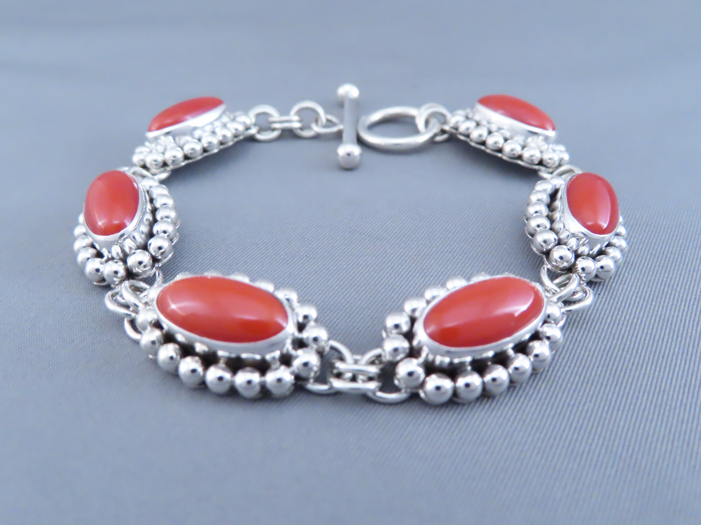 Coral Link Bracelet by Artie Yellowhorse
