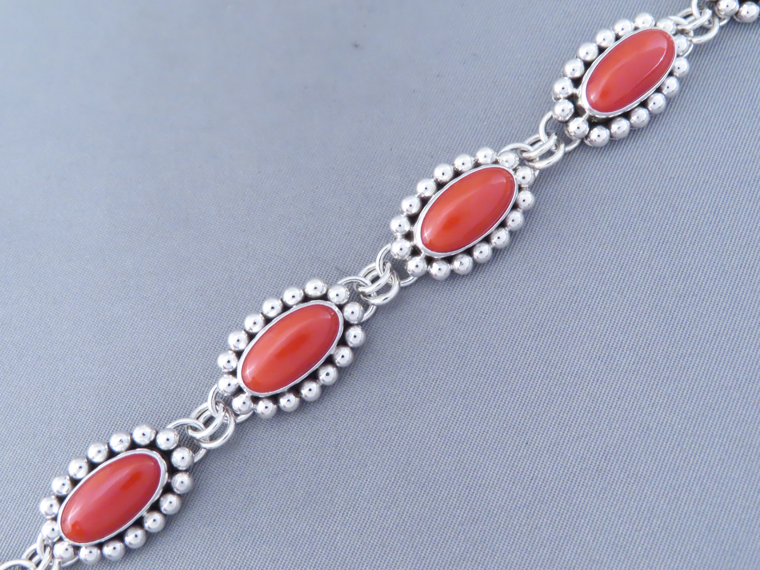Coral Link Bracelet by Artie Yellowhorse