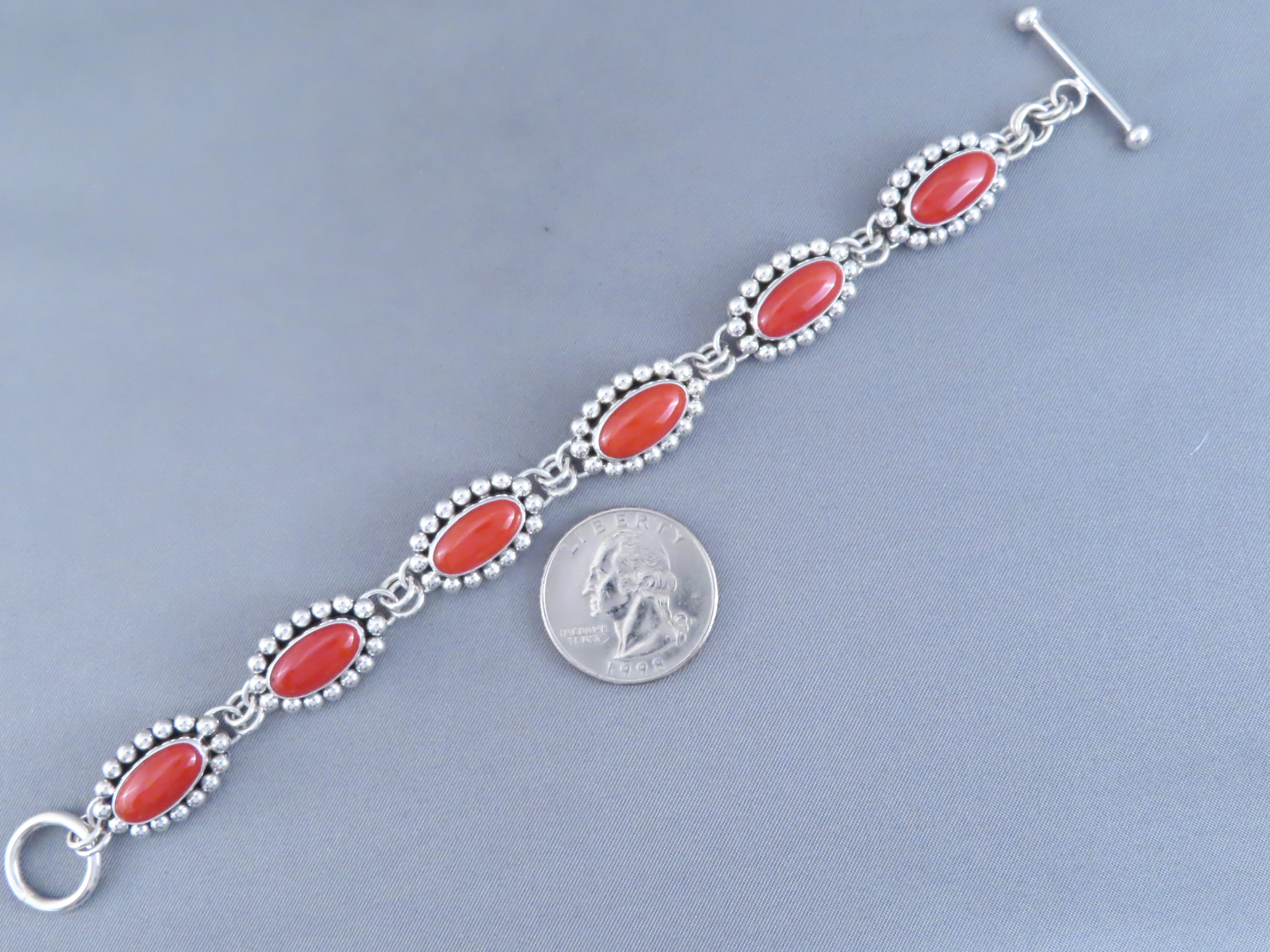 Coral Link Bracelet by Artie Yellowhorse
