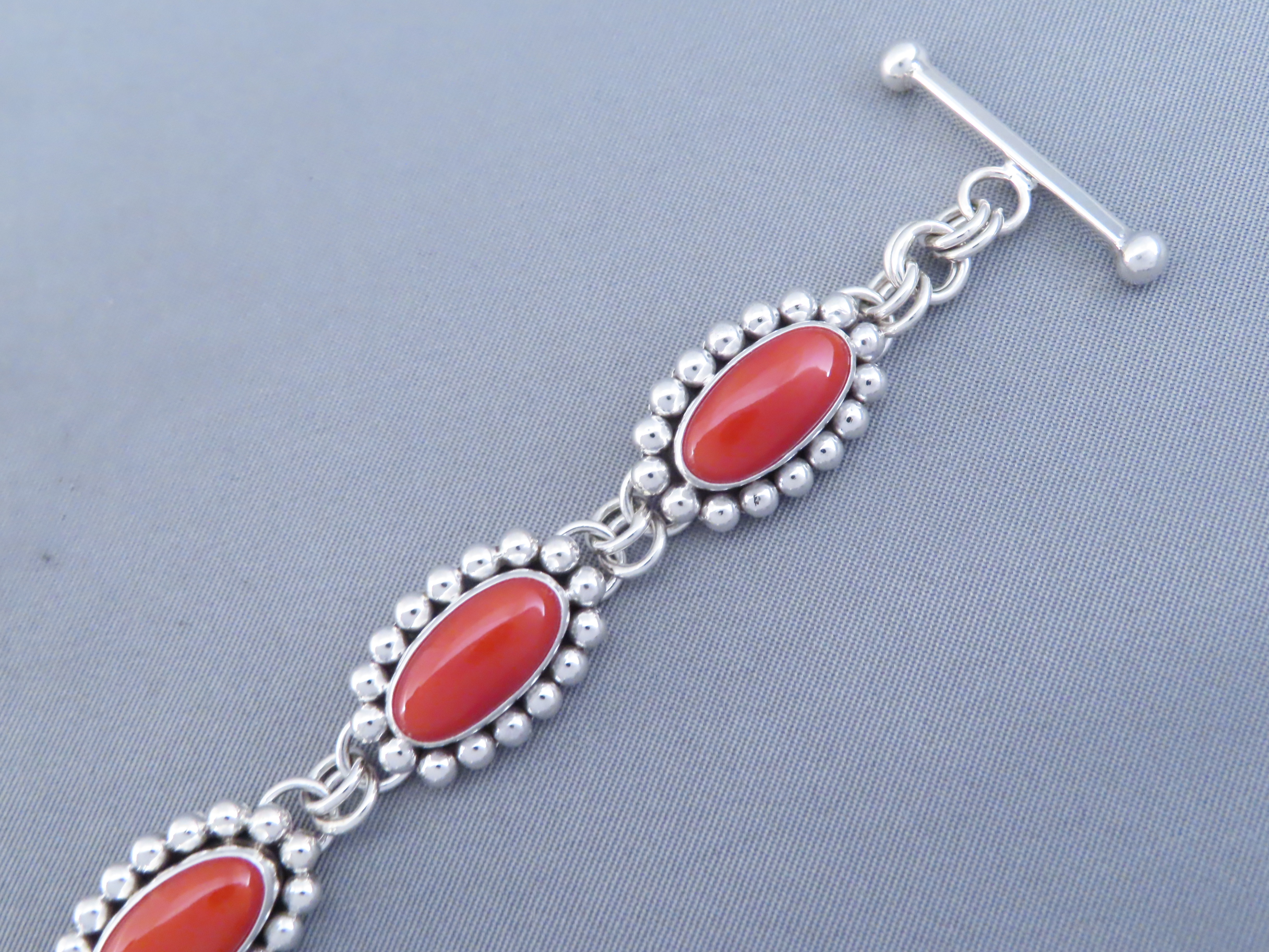 Coral Link Bracelet by Artie Yellowhorse