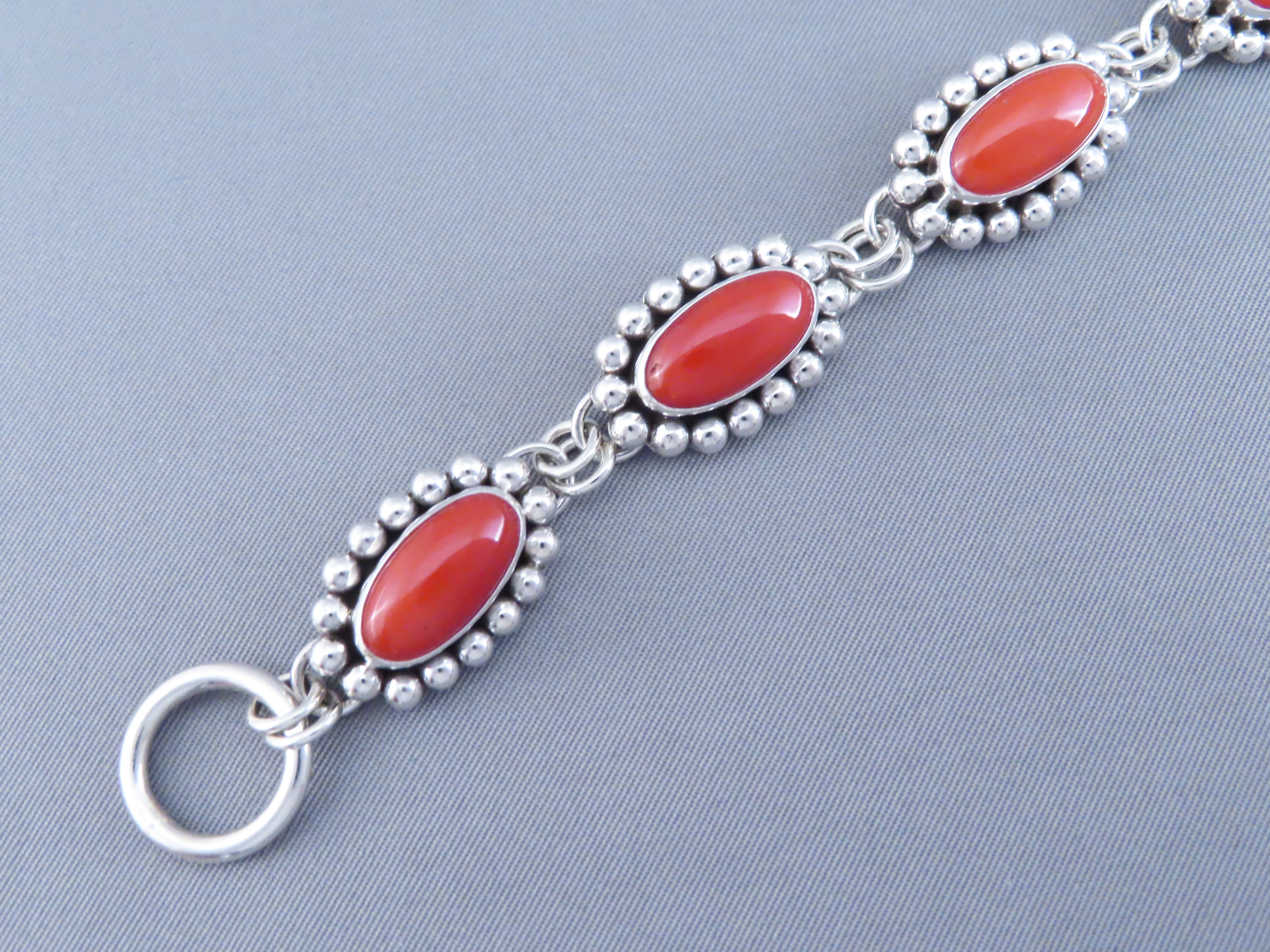 Coral Link Bracelet by Artie Yellowhorse