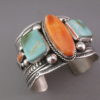 Spiny Oyster Shell & Royston Turquoise Bracelet by Guy Hoskie