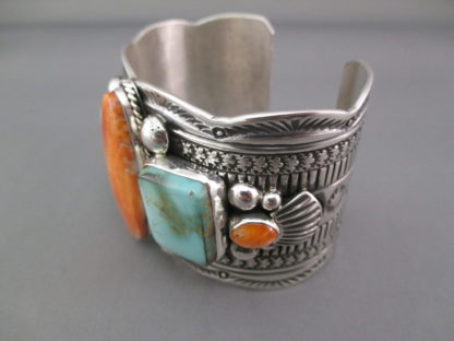 Spiny Oyster Shell & Royston Turquoise Bracelet by Guy Hoskie