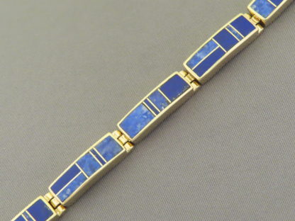 Gold & Lapis Inlay Link Bracelet (Wider)