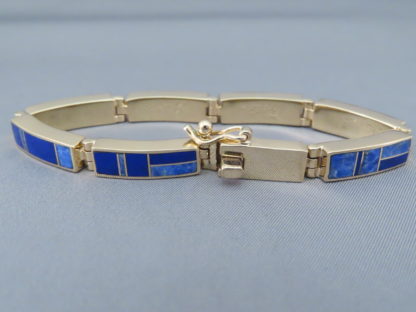 Gold & Lapis Inlay Link Bracelet (Wider)