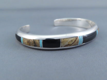 Multi-Stone Inlay Cuff Bracelet featuring Turquoise