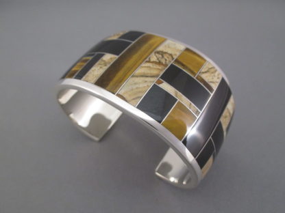 Multi-Stone Inlay Cuff Bracelet