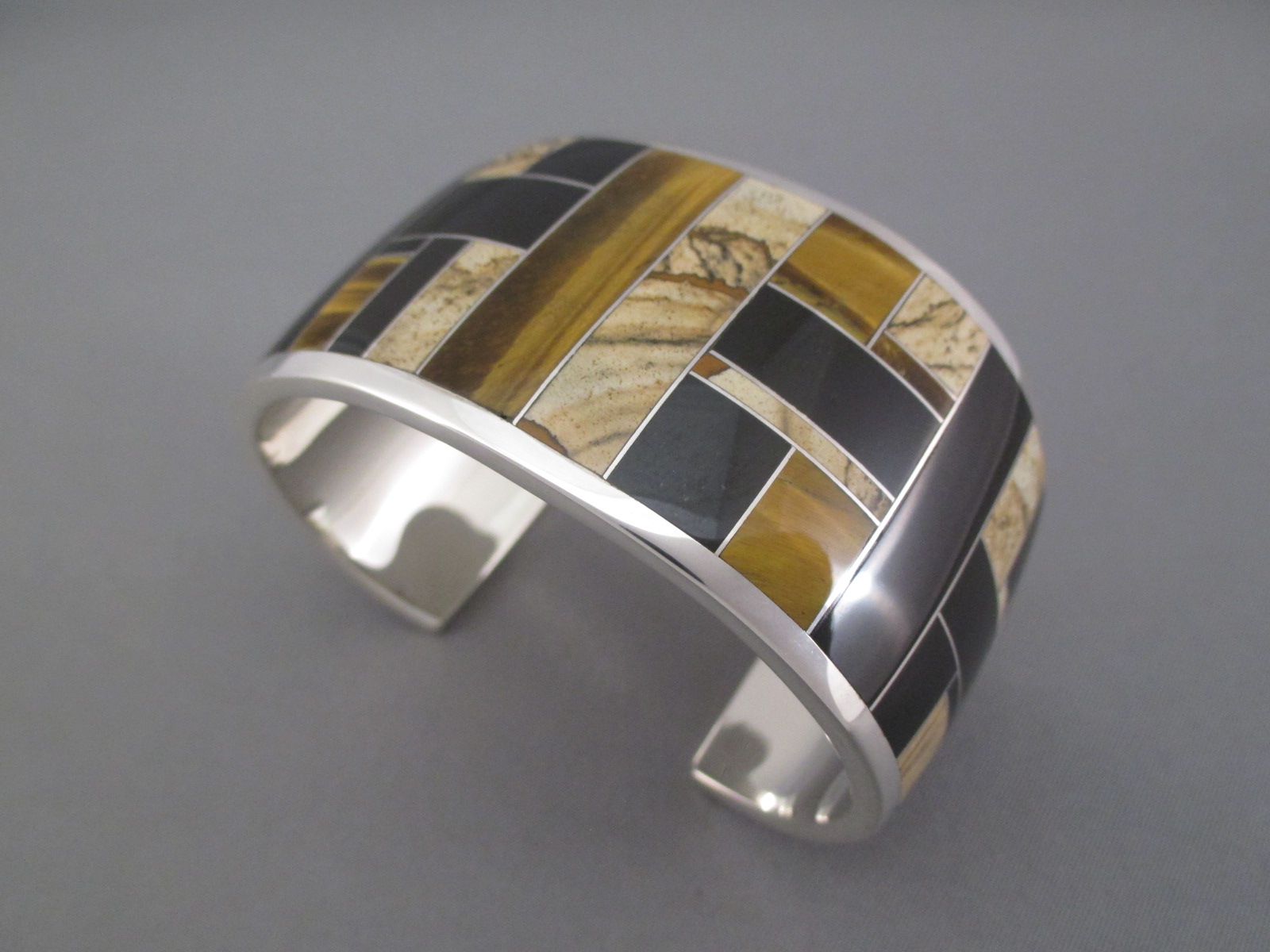 Multi-Stone Inlay Cuff Bracelet