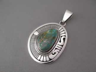 Turquosie Jewelry - Royston Turquoise Pendant by Native American jewelry artist, Leonard Nez $560-