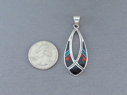 Multi-Stone Inlay Pendant with Black Jade & Opal
