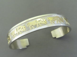 Silver & Gold Cuff Bracelet featuring BISON